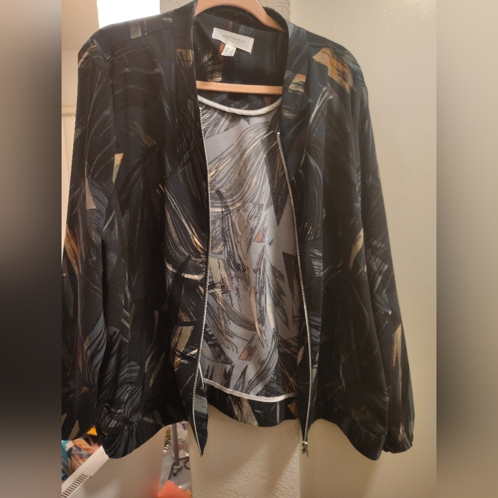 ADDITION ELLE Black Patterned Jacket upscale, Y2K, Grunge, vintage inspired, fun